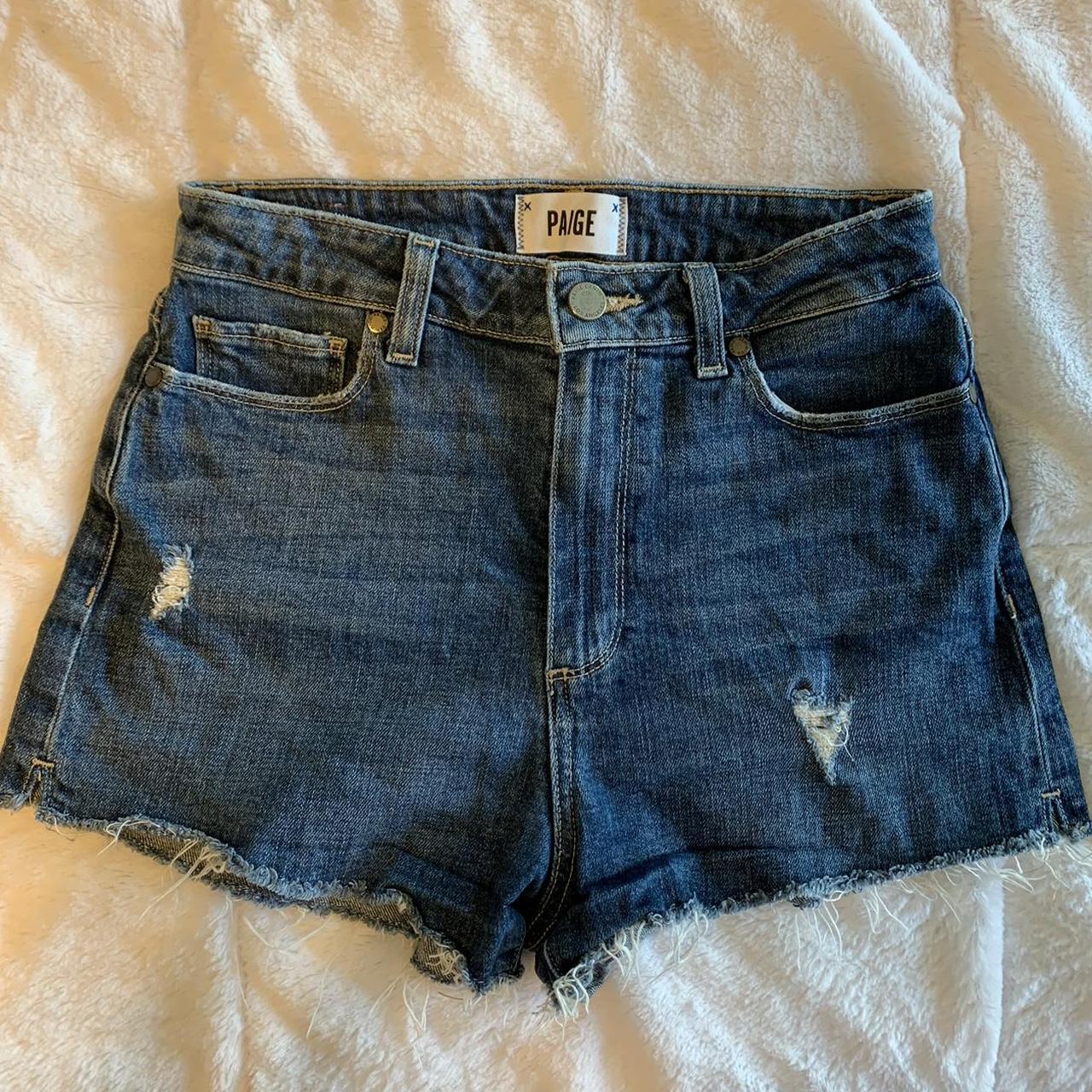 Very flattering Paige jean shorts, barely worn, size 28 - Depop