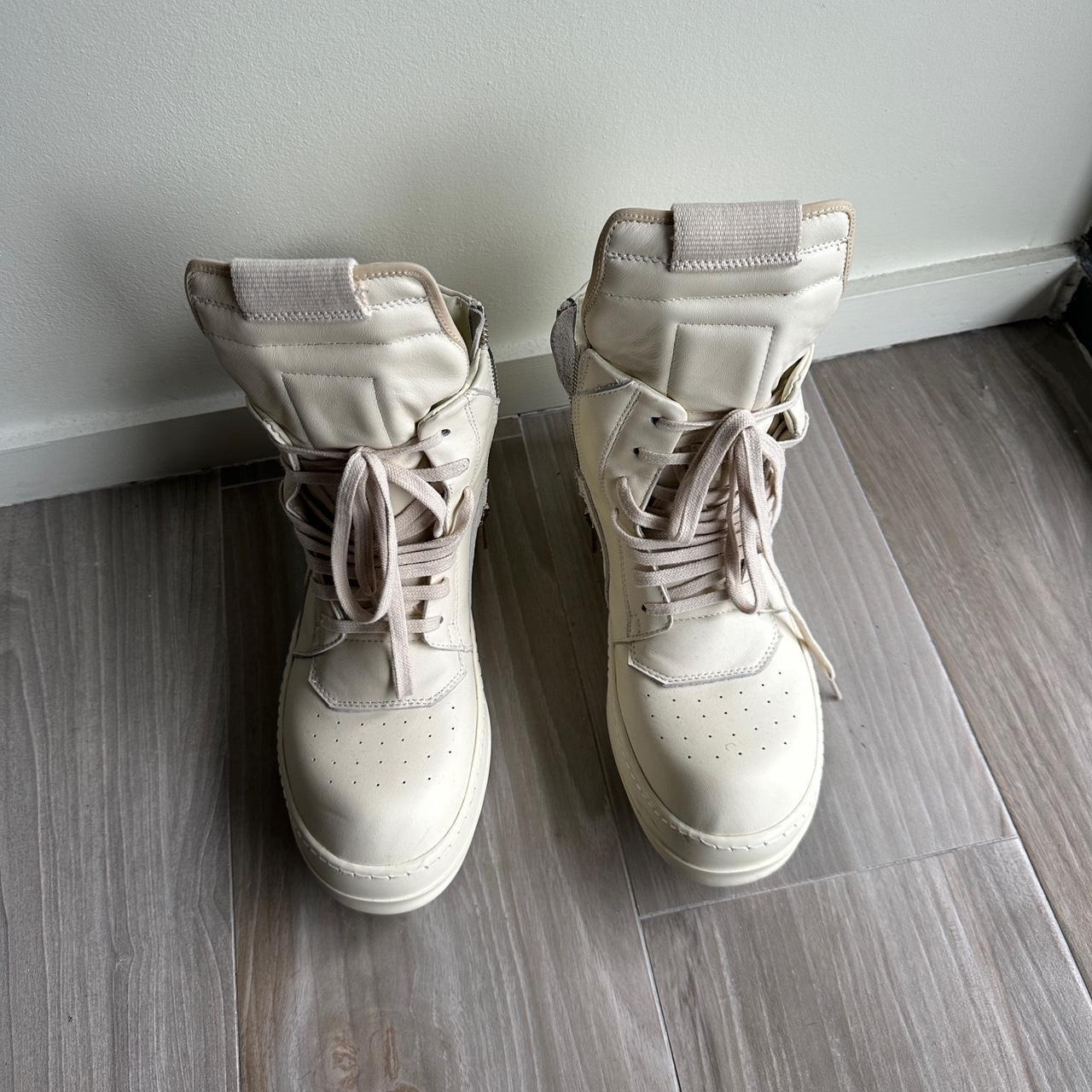Rick Owens Geobasket Shoes Color: Off white Size:... - Depop