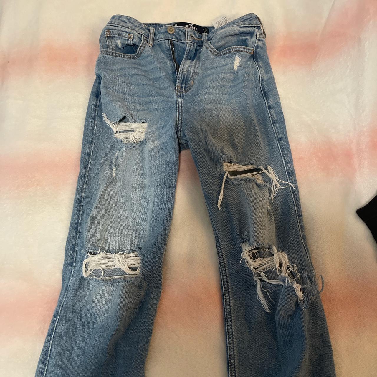 hollister co. ripped jeans ultra highrise vintage... - Depop