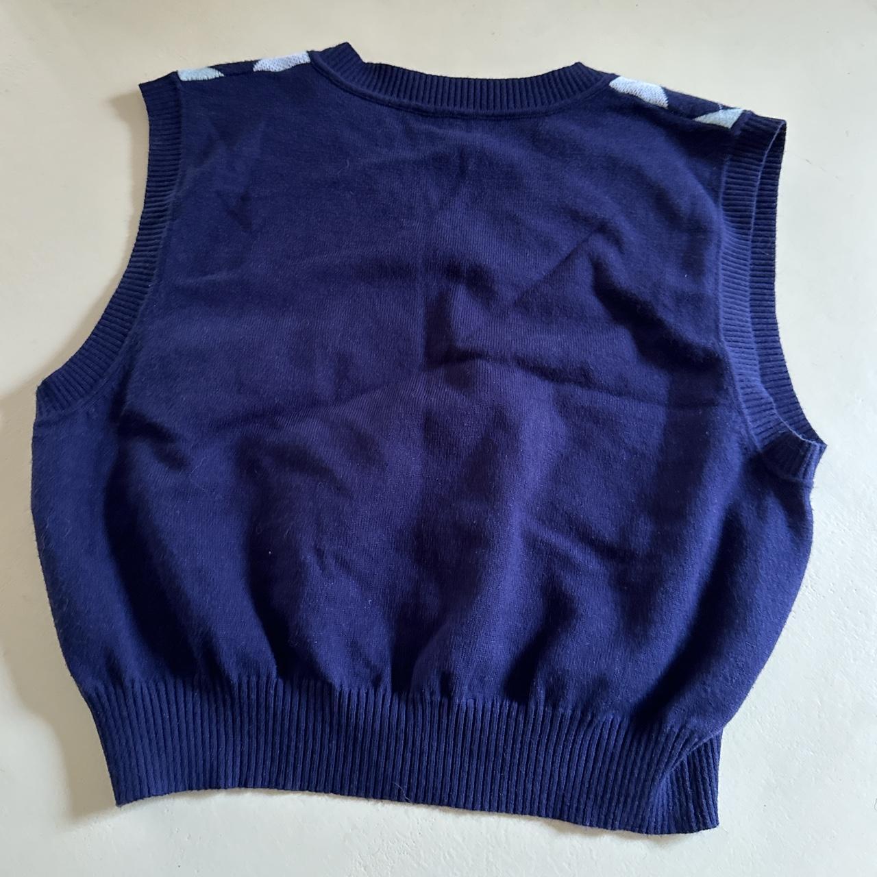 navy, white and light blue shein sweater vest hardly... - Depop
