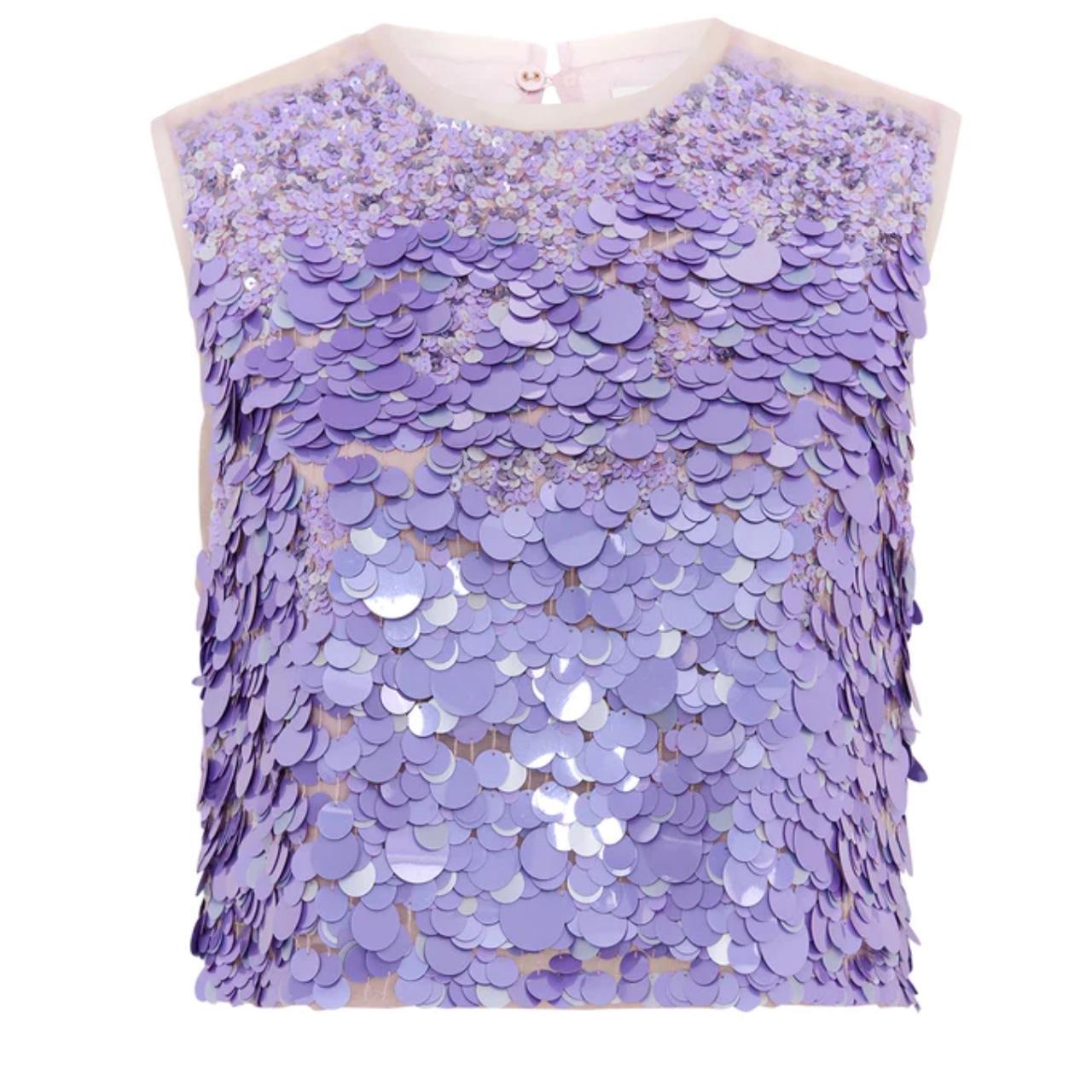 AJE Celeste Sequin Top in Lilac Size 6 Worn once RRP. Depop