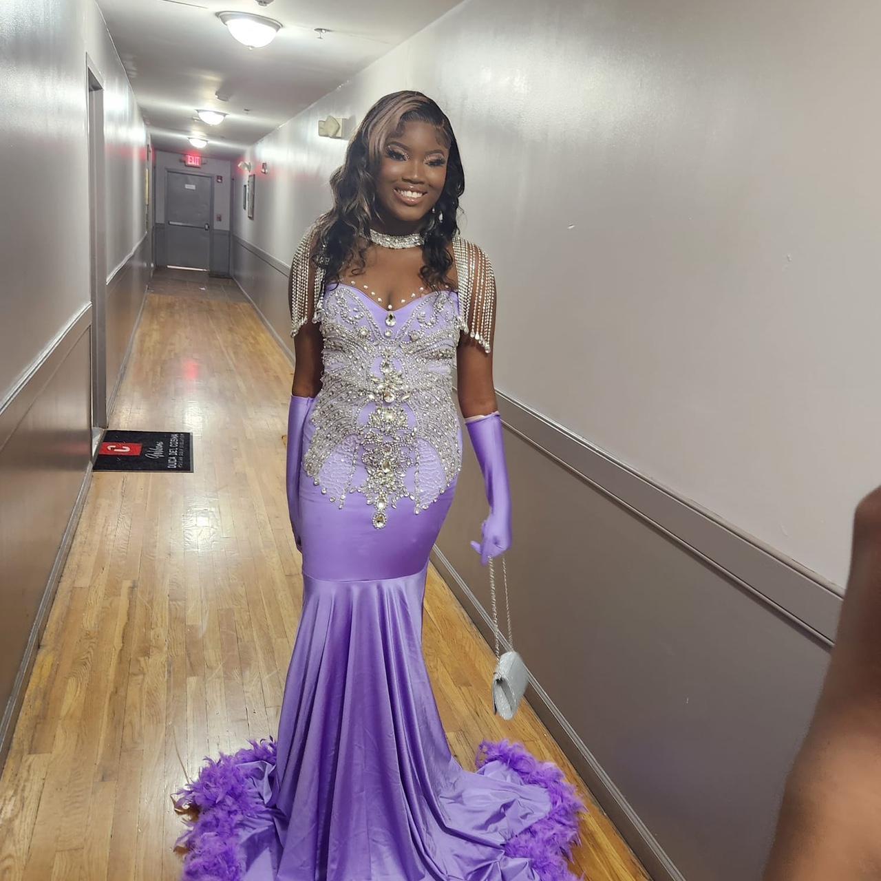 Custom made purple prom dress, worn only once Comes... - Depop