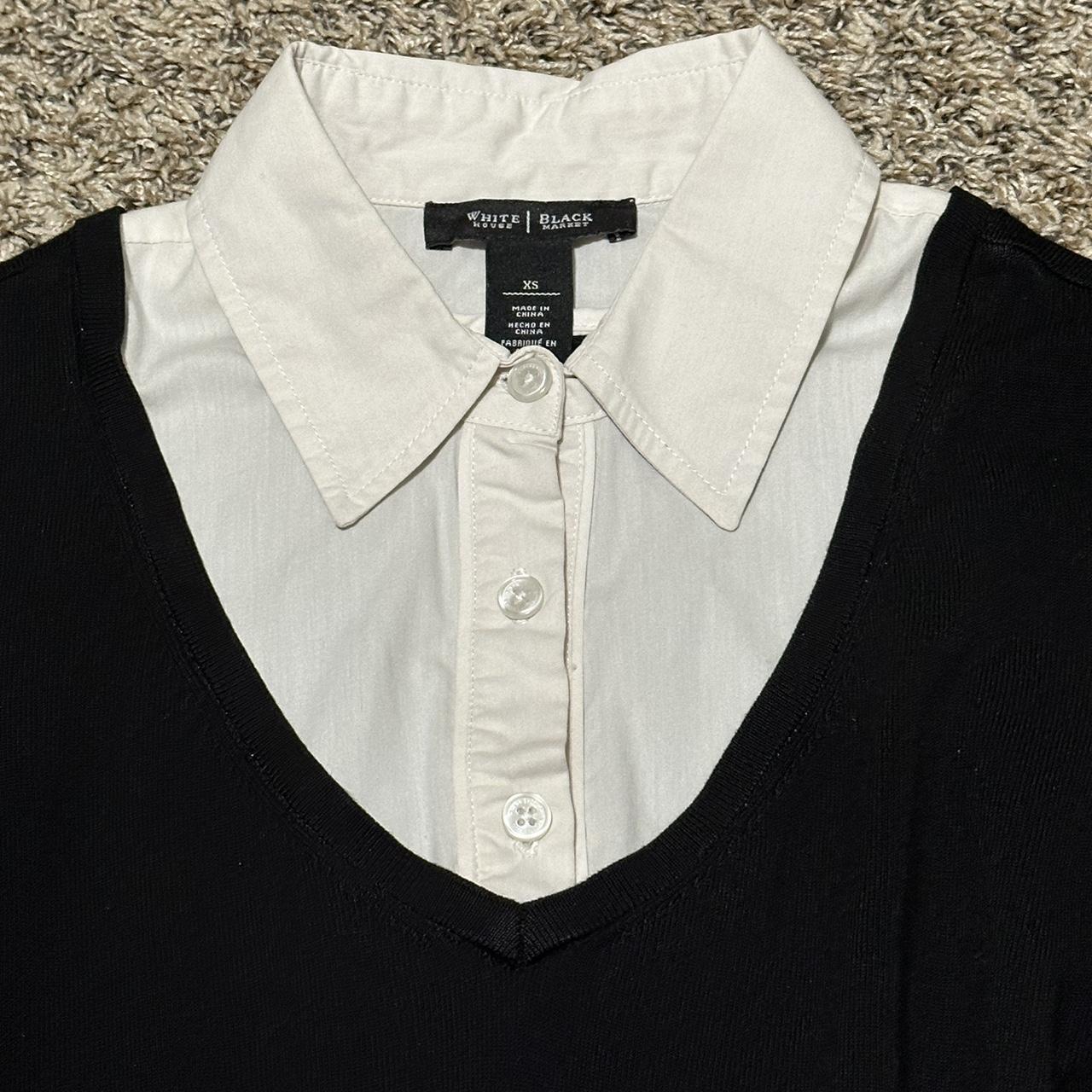 White House Black Market Women's Black and White Shirt (3)
