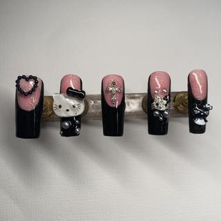 hello kitty nails 💗  Hello kitty nails, Hello kitty nails art