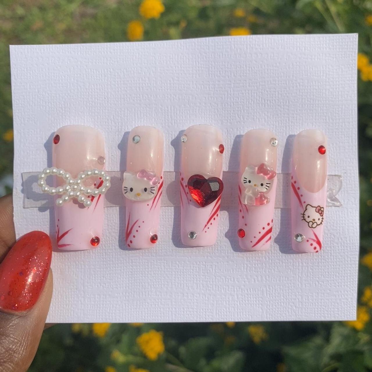 hello kitty nails are one of my favorite types of sets to do💖 #nailinspo  #explore #explorepage #nails #hellokitty #hellokittynails #p... | Instagram