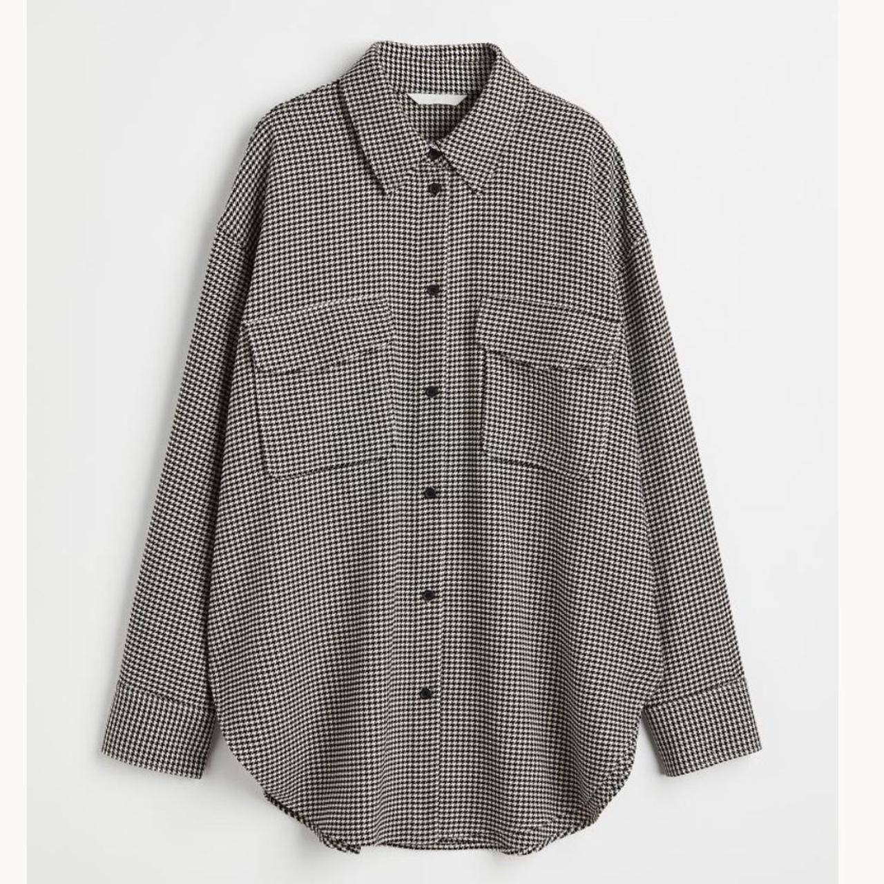 H&M dogtooth black and white twill oversized... Depop
