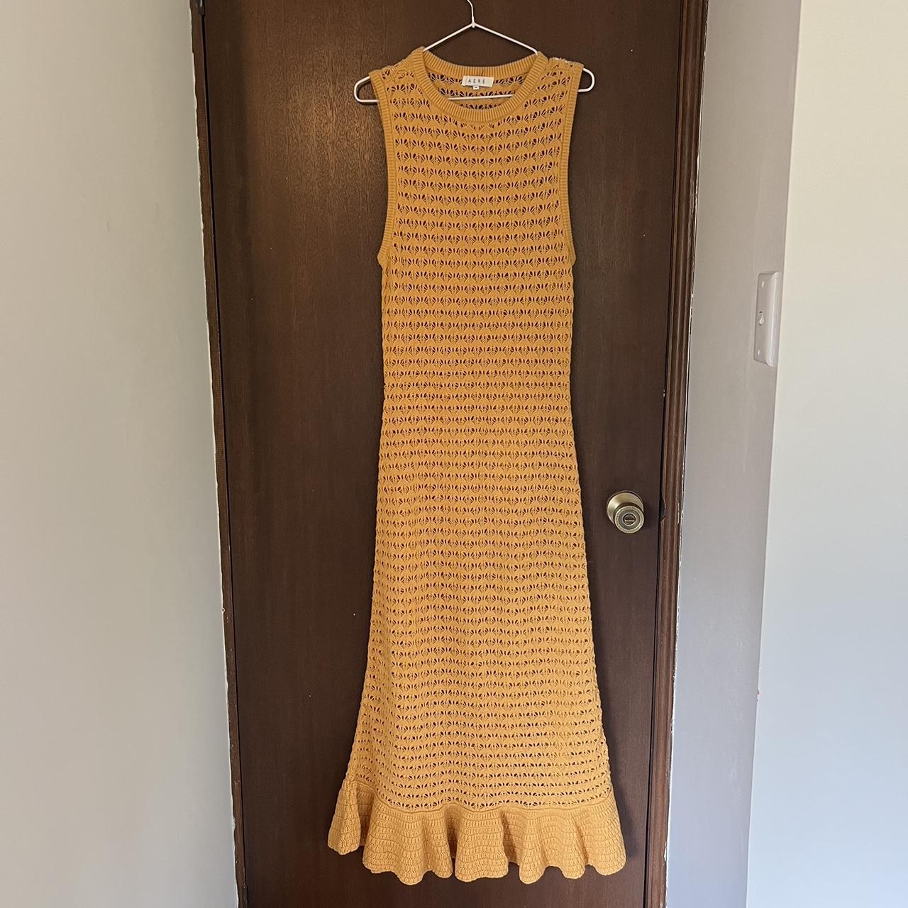 Aere Organic Cotton Crochet Maxi Dress Yellow /... Depop