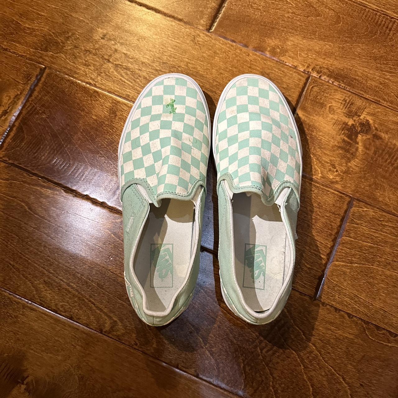 Mint green checkered store vans