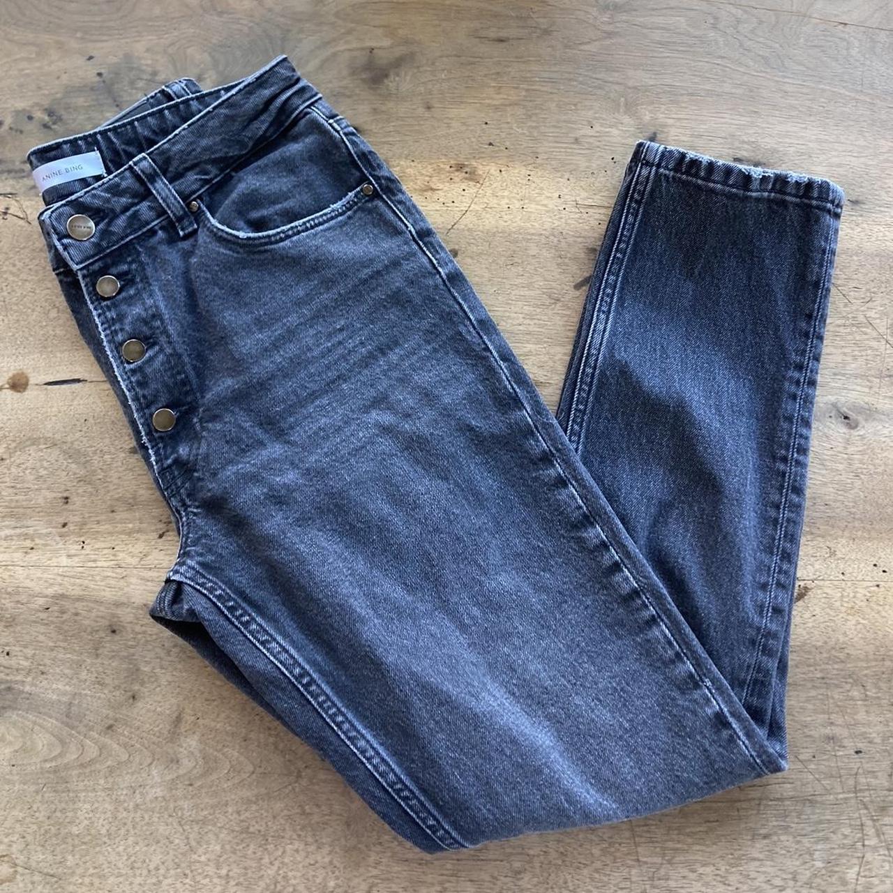 Black Anine Bing jeans - fits sort of in between a... - Depop