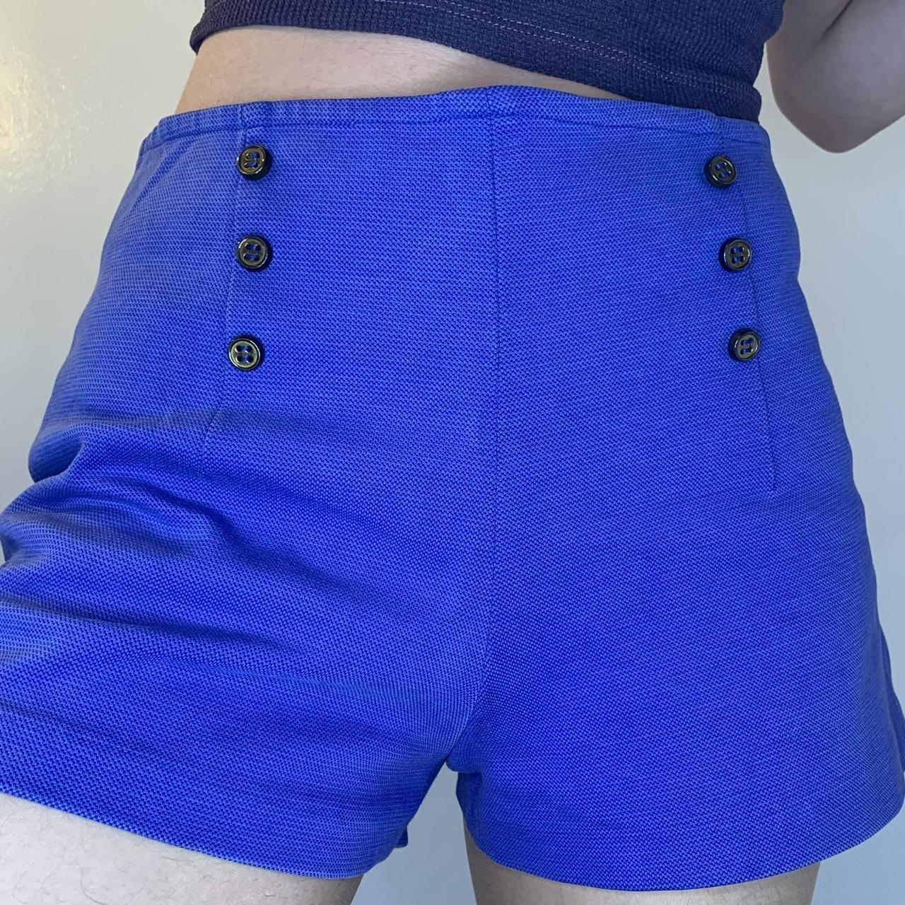 blue zara mini shorts royal blue shorts, zara, size... Depop