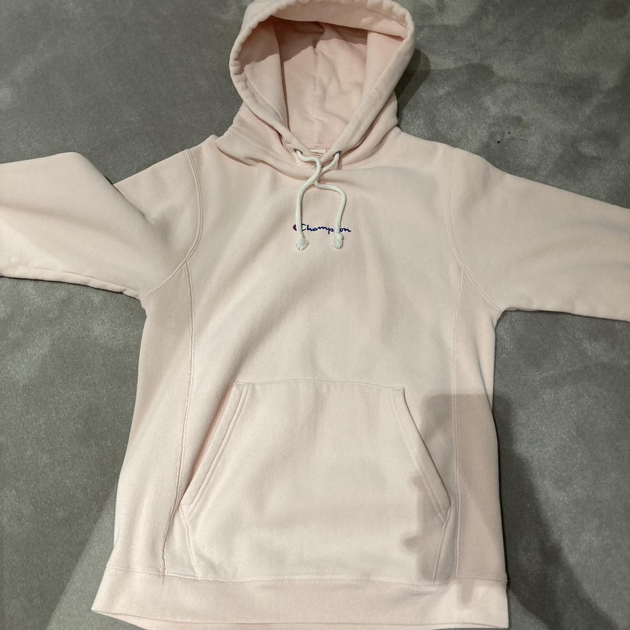 Cute Light Pink Champion Hoodie. Amazing Condition - Depop