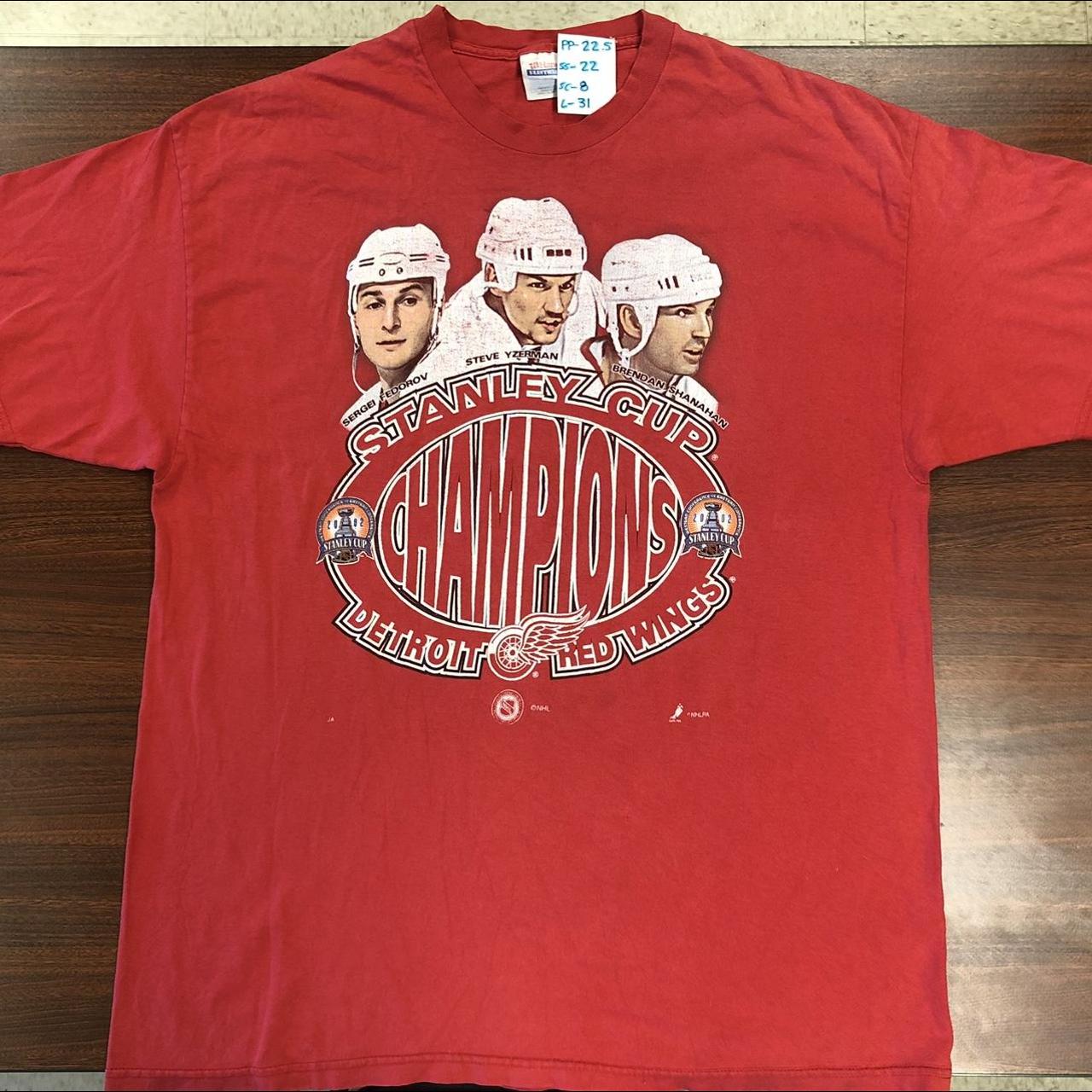 2002 Detroit Redwings Stanley Cup Champions Caricature NHL T Shirt