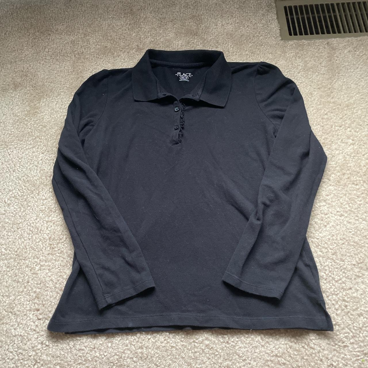 Black long sleeve polo shirt Depop