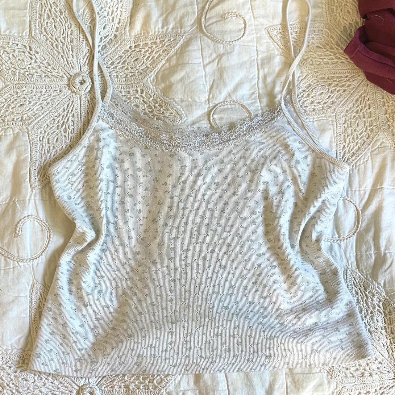 brandy melville green flowers tank missing the bow... Depop