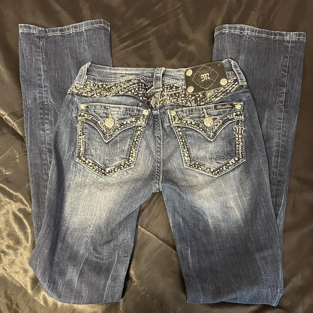 flared/bootcut vintage miss me jeans with blinged... - Depop