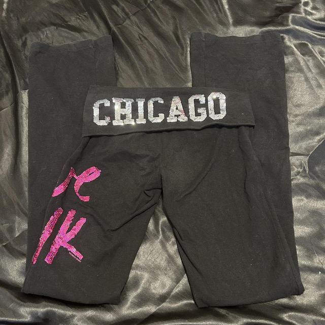 Victoria's Secret pink 2000s fold over yoga flares - Depop