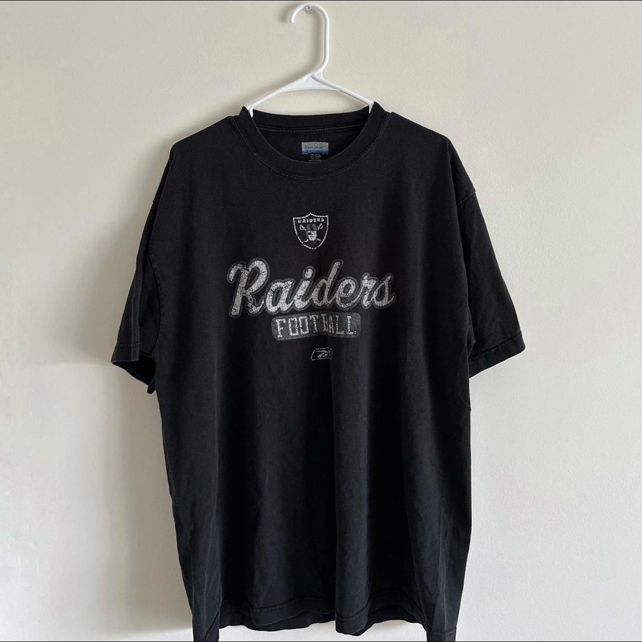 Vintage Reebok Raiders Button Up Shirt Mens Black Size L NFL Official Logo