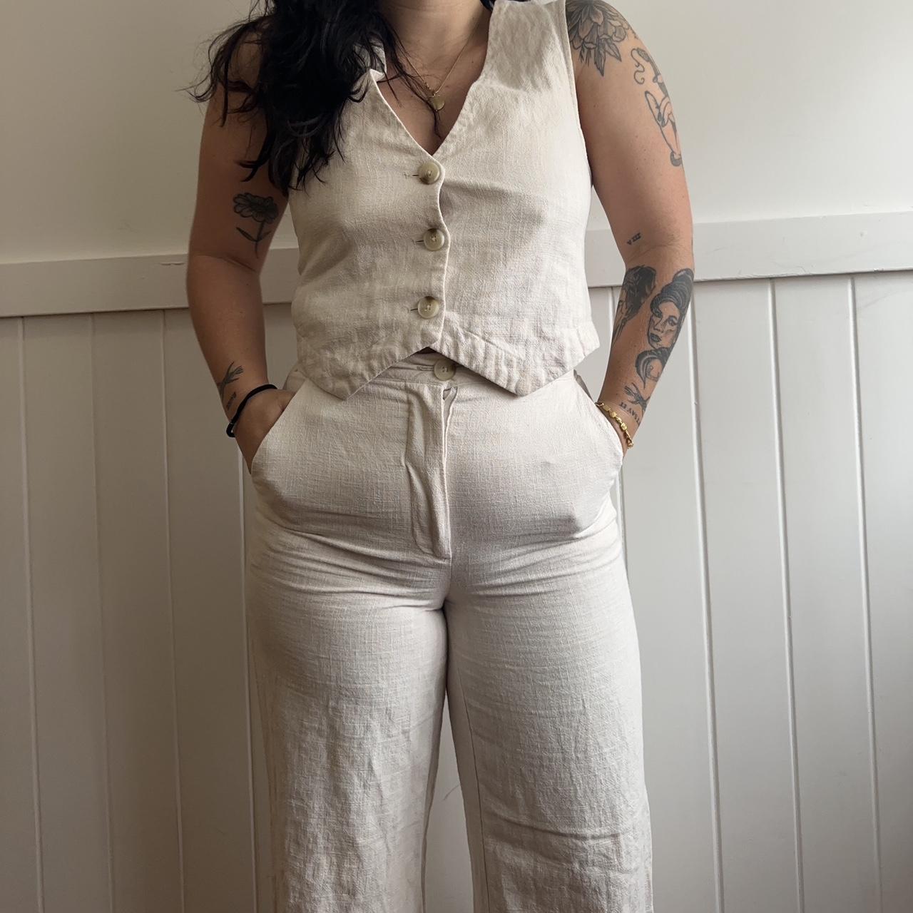 Sportsgirl linen blend set with wide leg pants... Depop