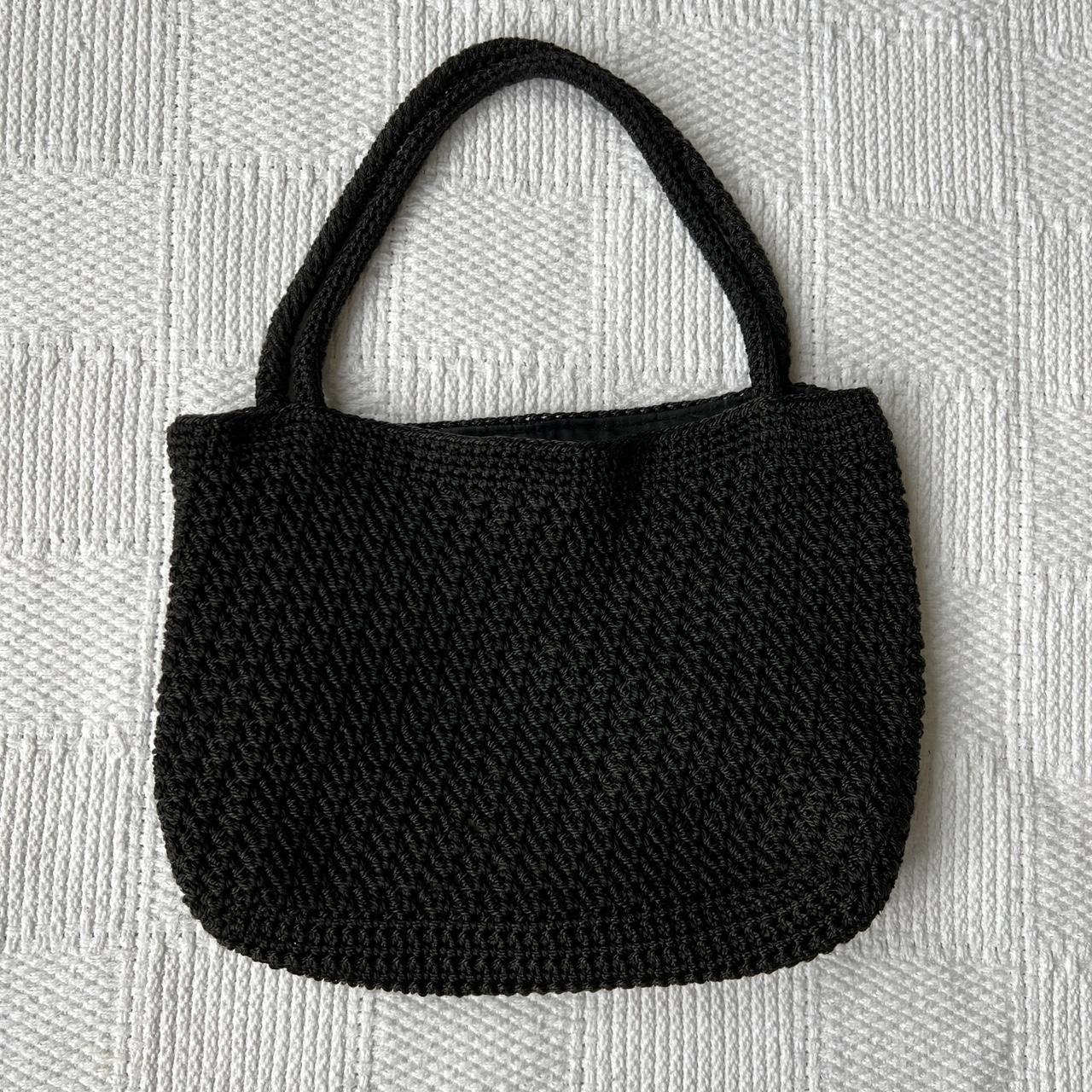 1960s Black Crochet Purse Handbag - Gem