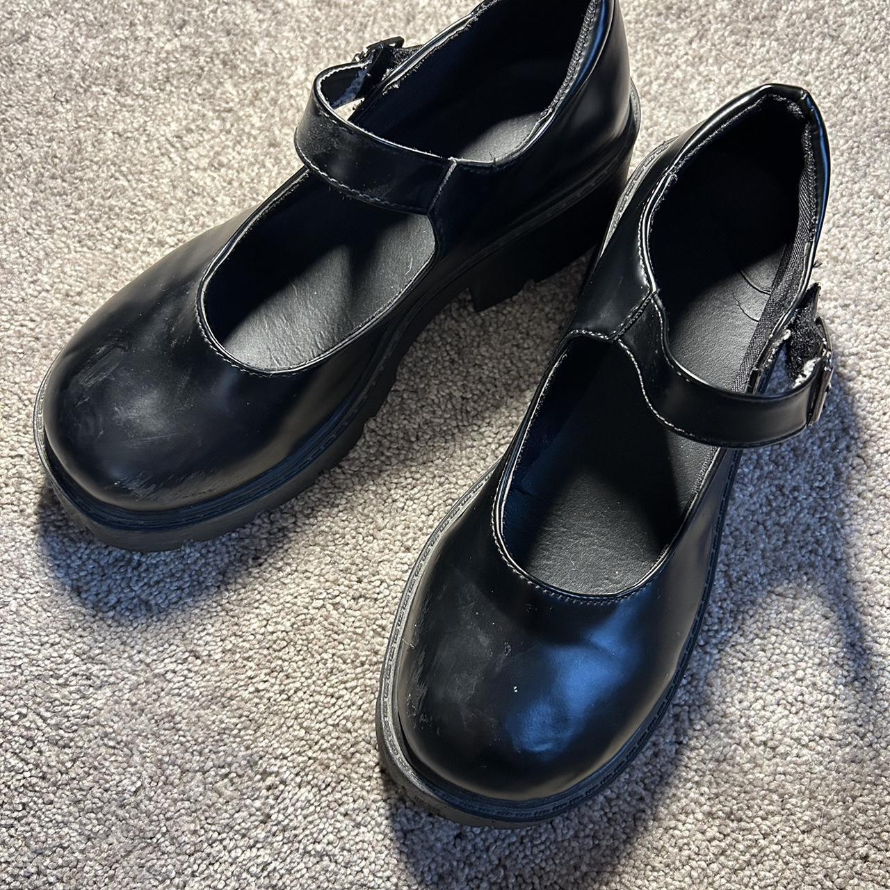 glossy black platform mary janes