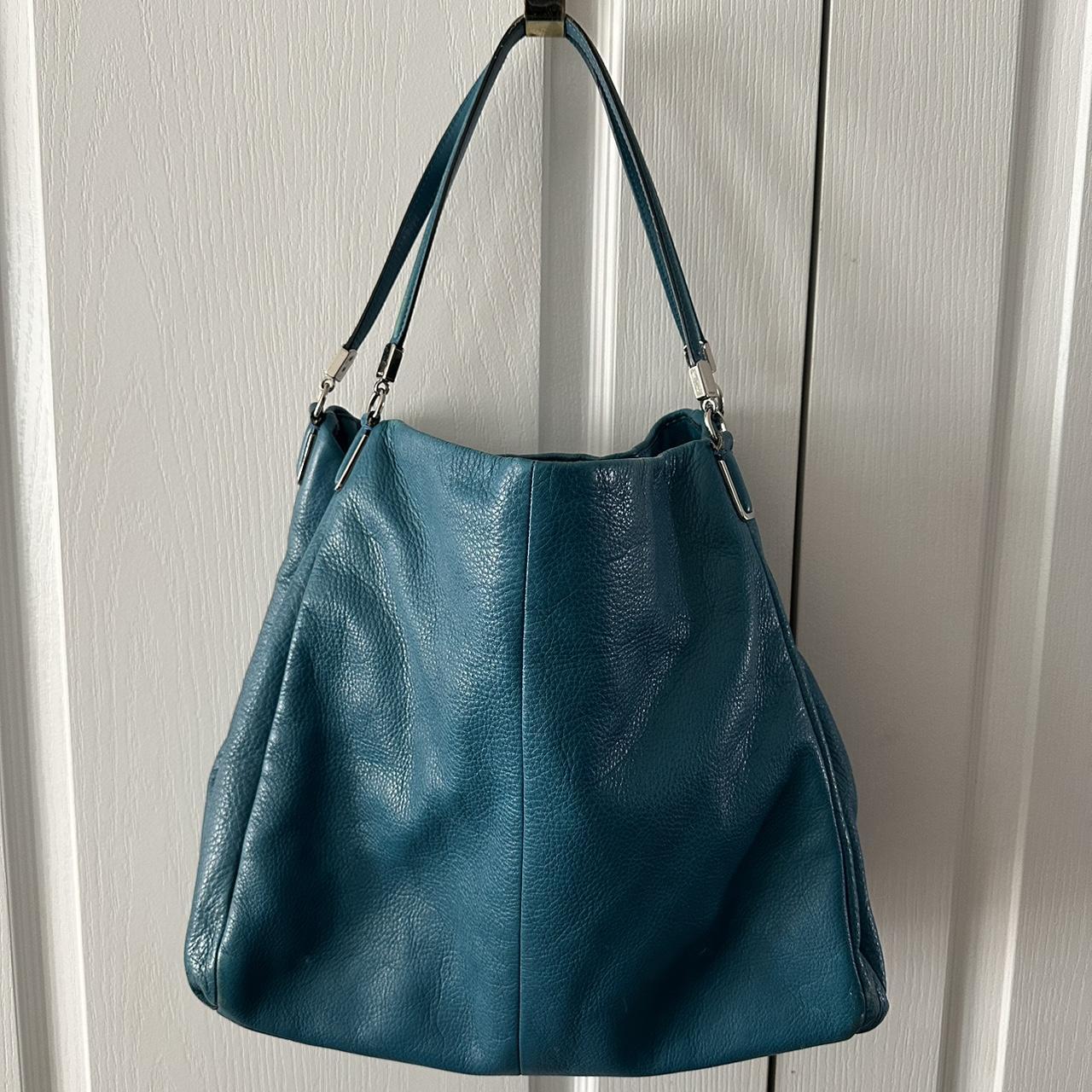 Teal crossbody coach sold purse