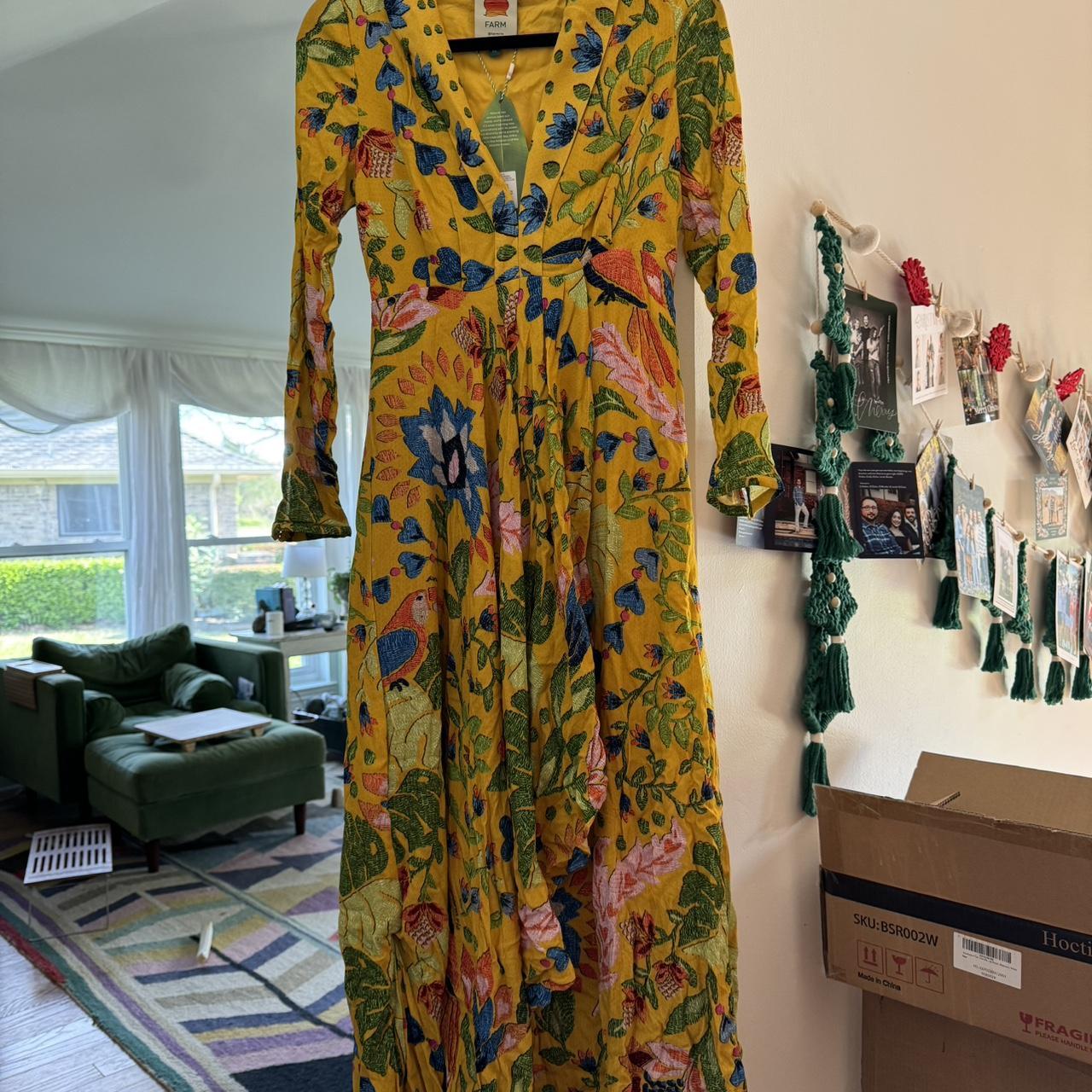 【FARM RIO】ブラジル発 Yellow Summer Garden マキシドレス Yellow summer garden maxi dress Originally | Depop