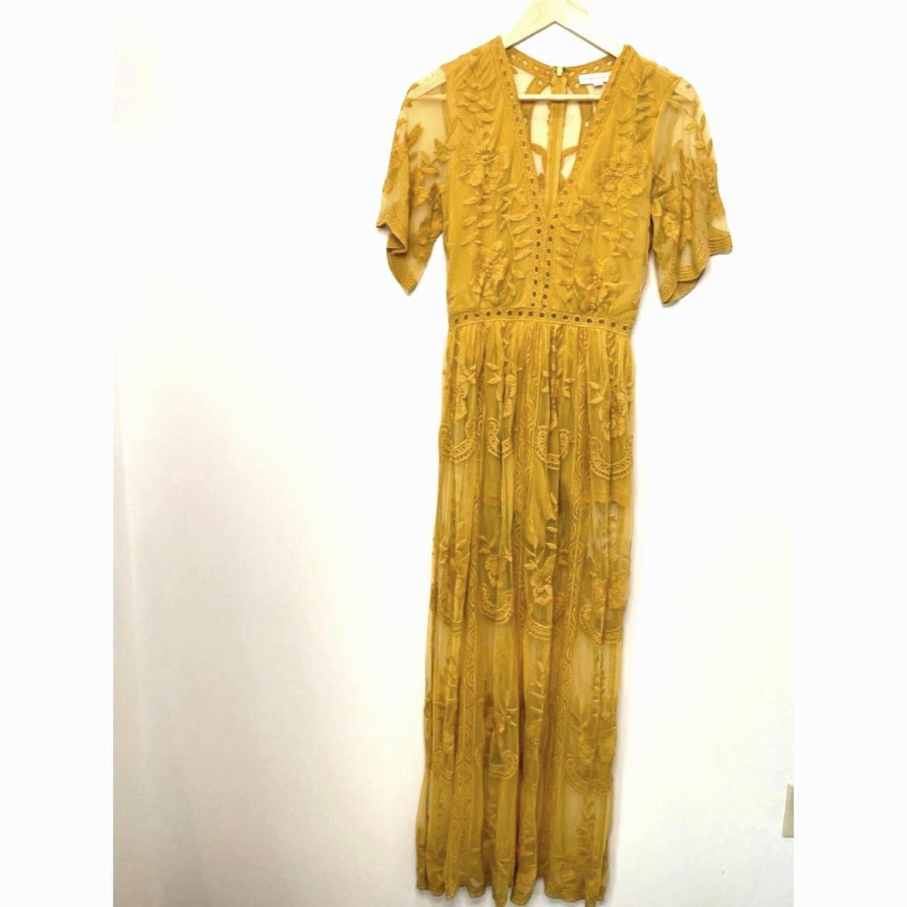 Honey Punch Marigold Lace Romper Maxi Dress Fairy. Depop