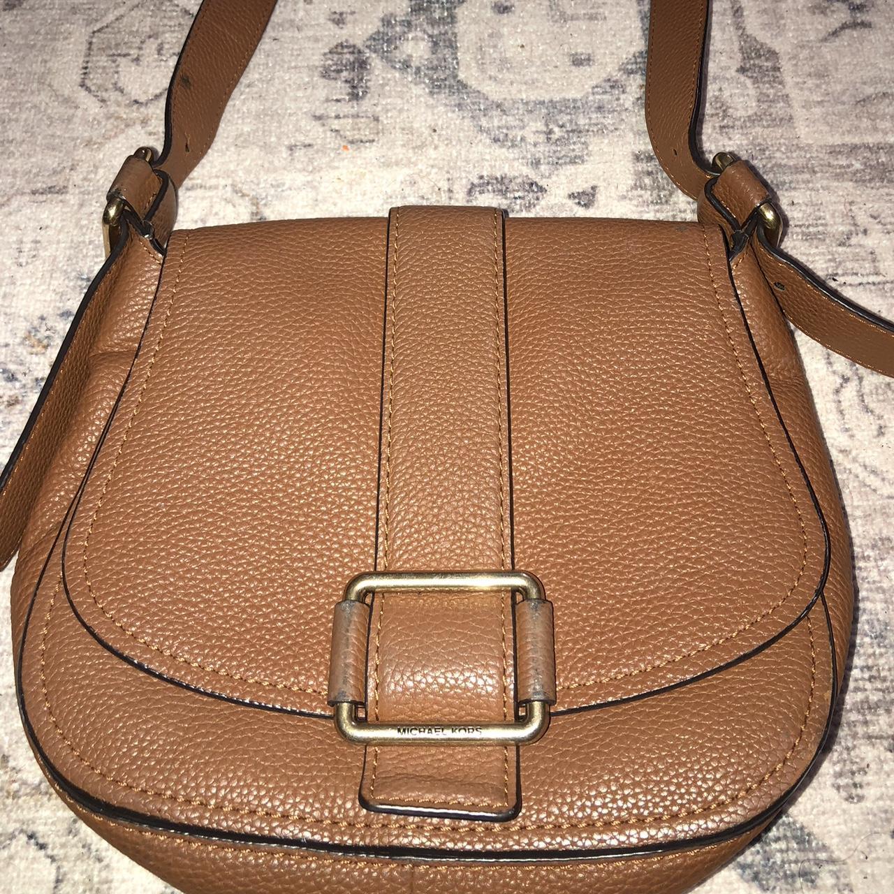 Michael Michael Kors Orange Leather Medium Maxine Saddle Crossbody