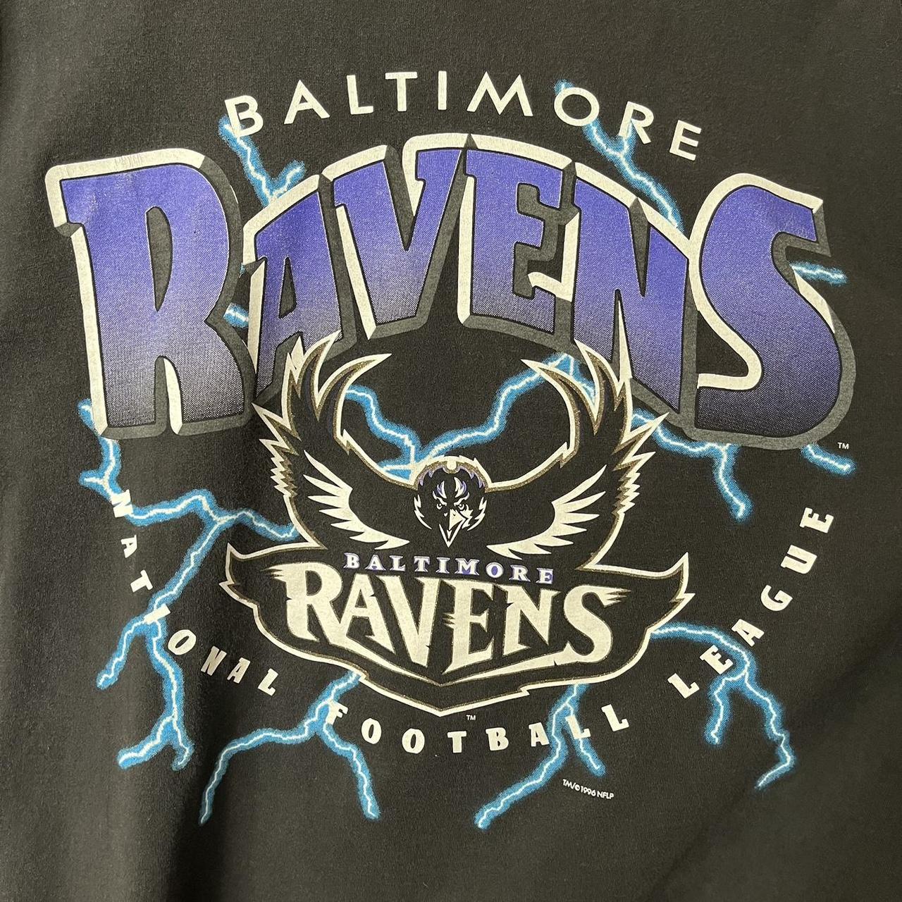 Vintage Baltimore Ravens T-Shirt 1996 NFL Large Lightning Rare