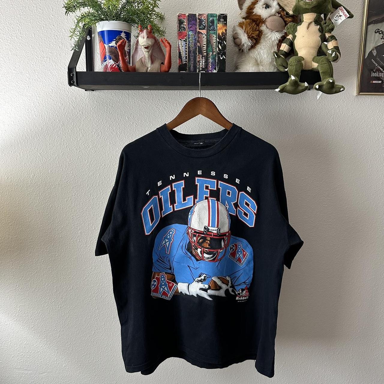 90s Vintage Tennessee Oilers Double Sided NFL... - Depop