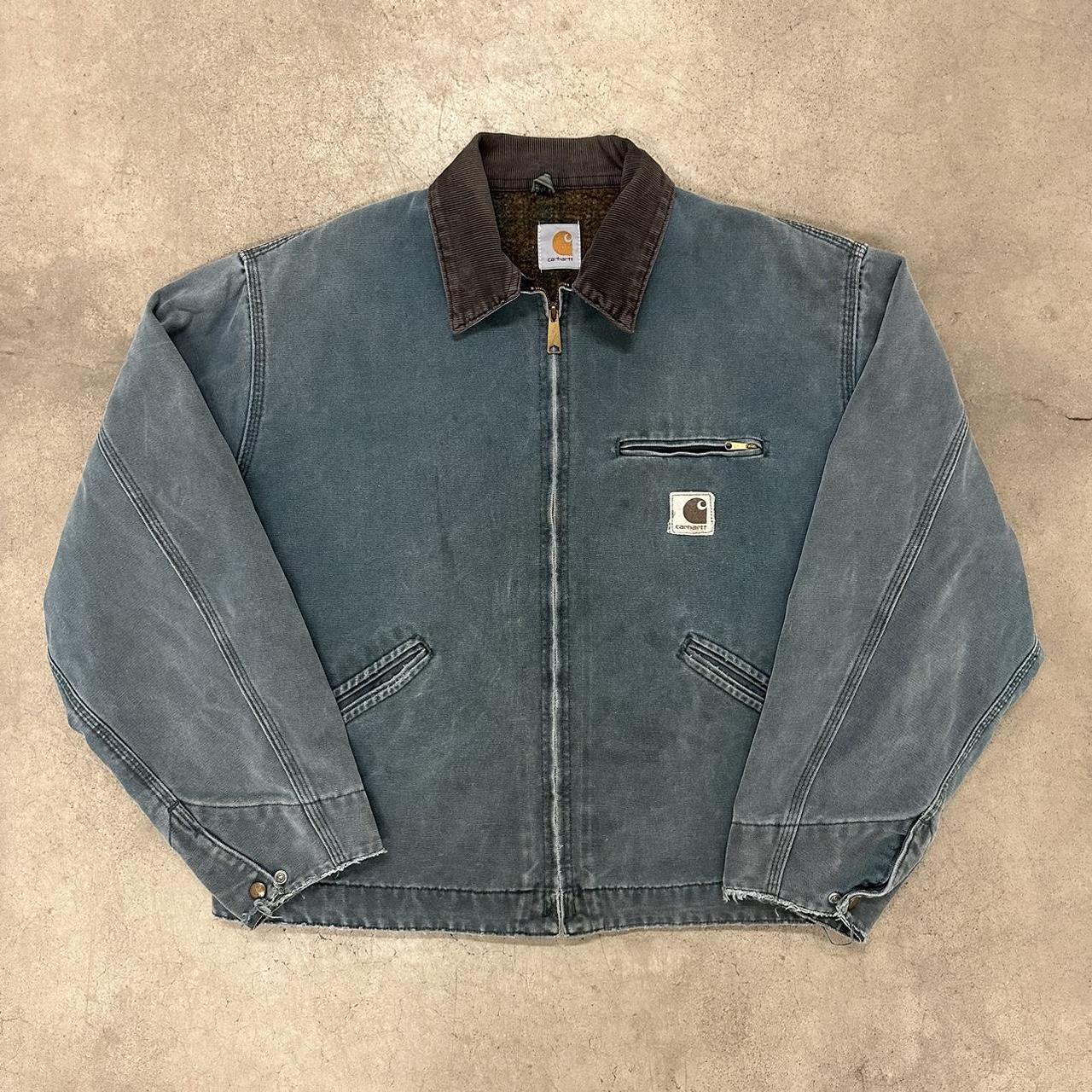 90s Vintage Hunter Green Carhartt Flannel Lined... - Depop