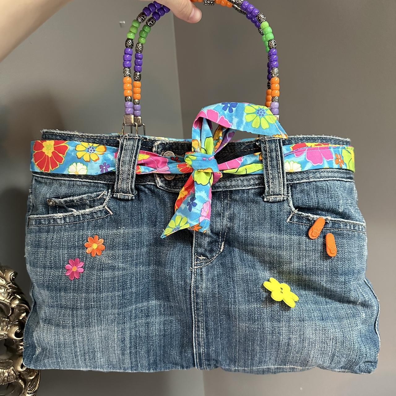Vintage Bootie Bag Denim Jean Handbag Purse Bandana Handles Belt Booty  FLAWS | eBay