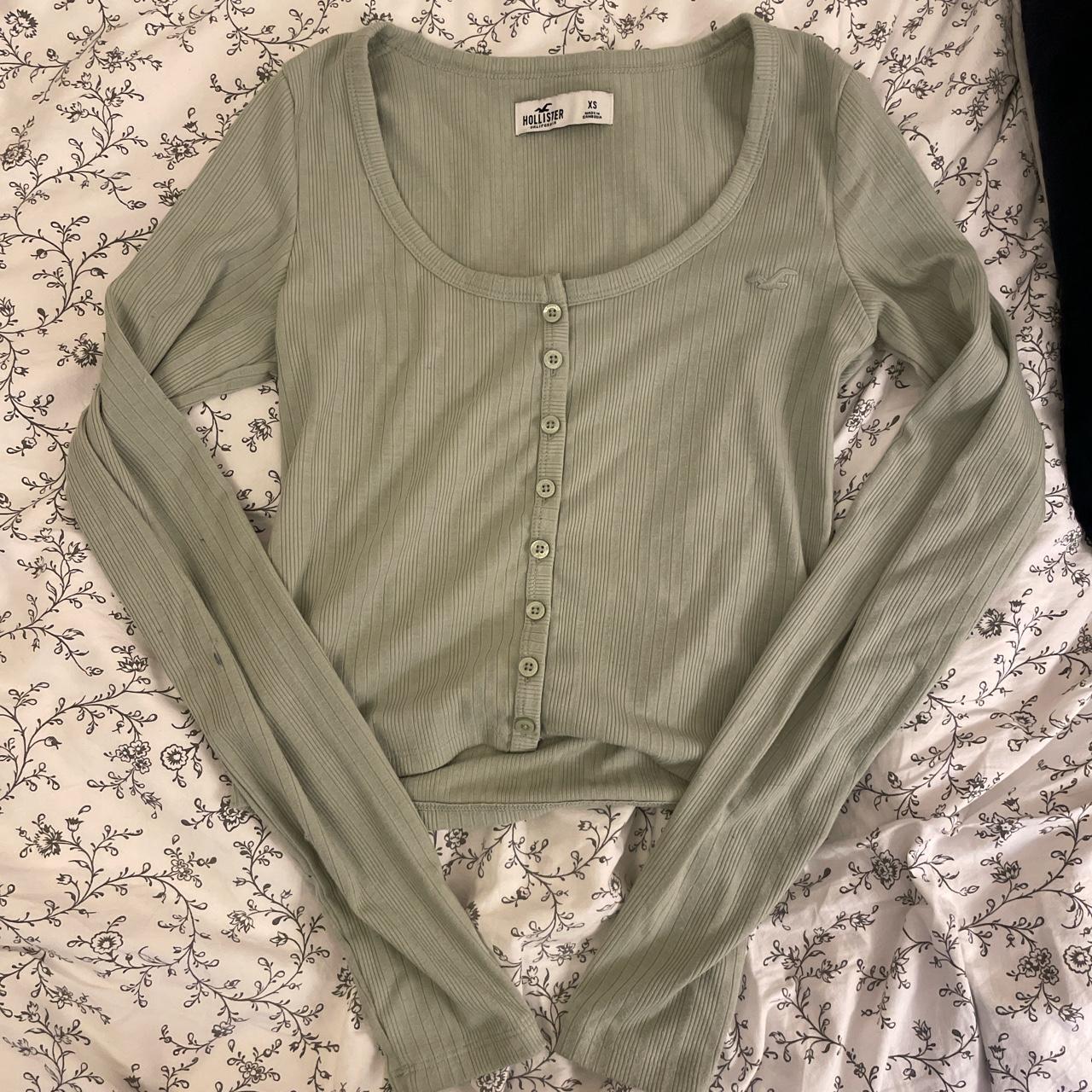 Cute sage green Hollister top. Never worn, super... Depop