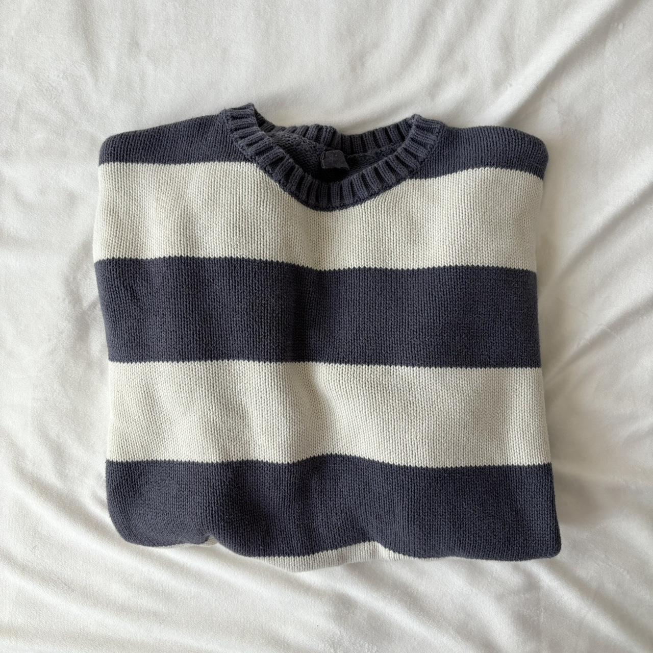 John galt blue and white brianna striped sweater... - Depop