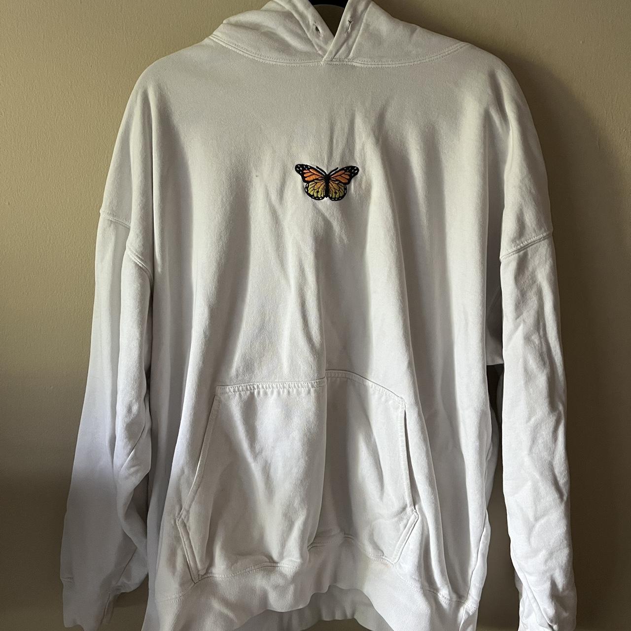 White butterfly embroidered hoodie MINOR STAINS