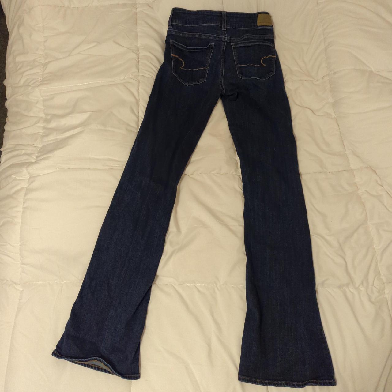 American eagle size 4 long jean Mid rise and dark... - Depop