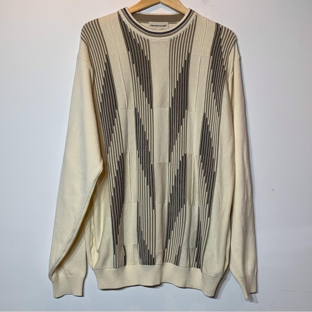 EUC Pronto Uomo Grandpa Golf Sweater Ivory Beige... - Depop