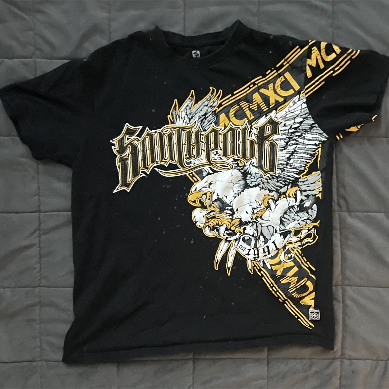 Southpole Men's Black and Yellow T-shirt | Depop