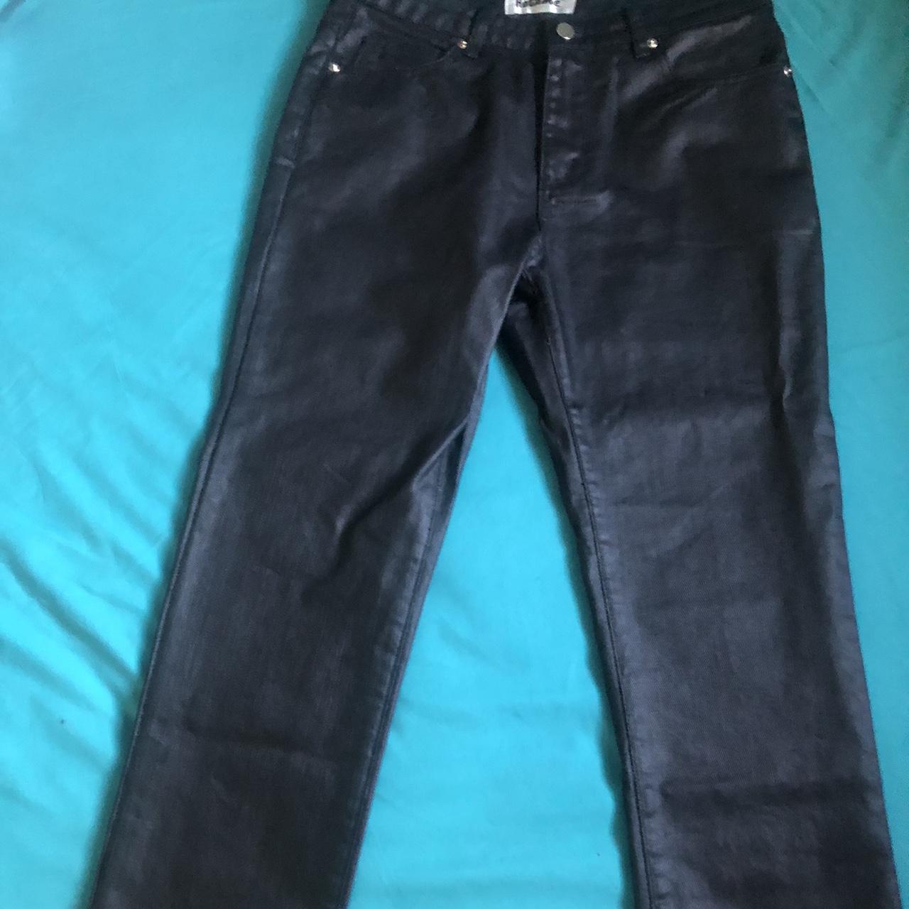 black waxed denim jeans - Depop