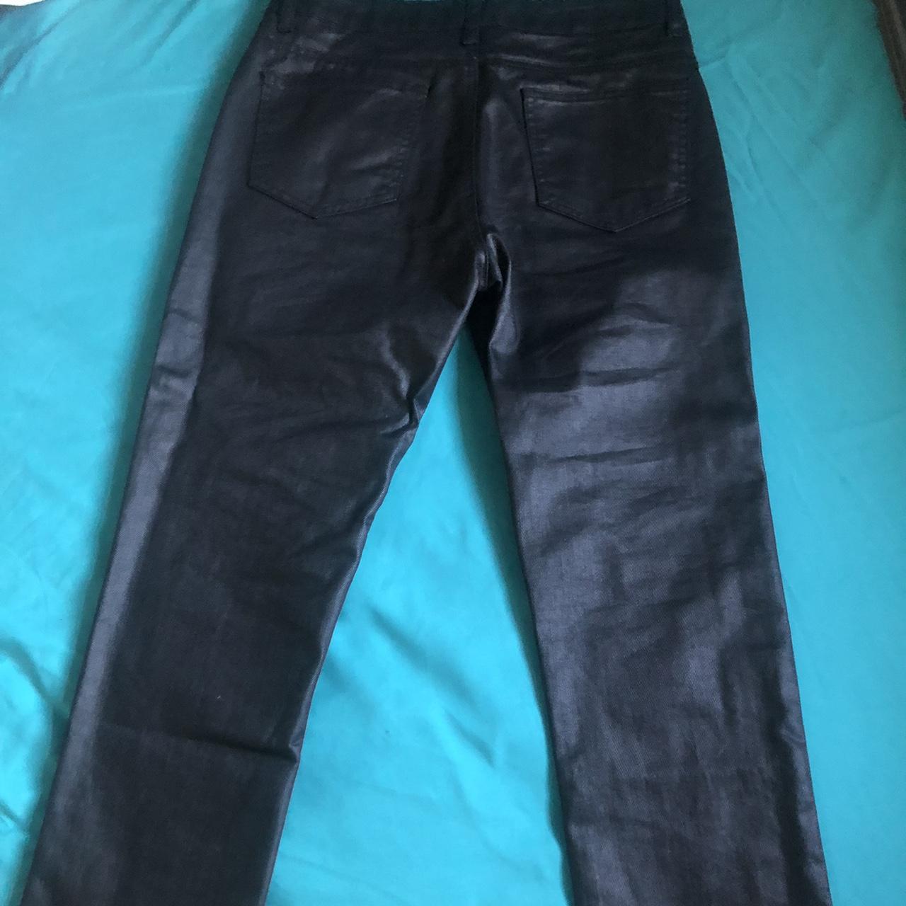 black waxed denim jeans - Depop