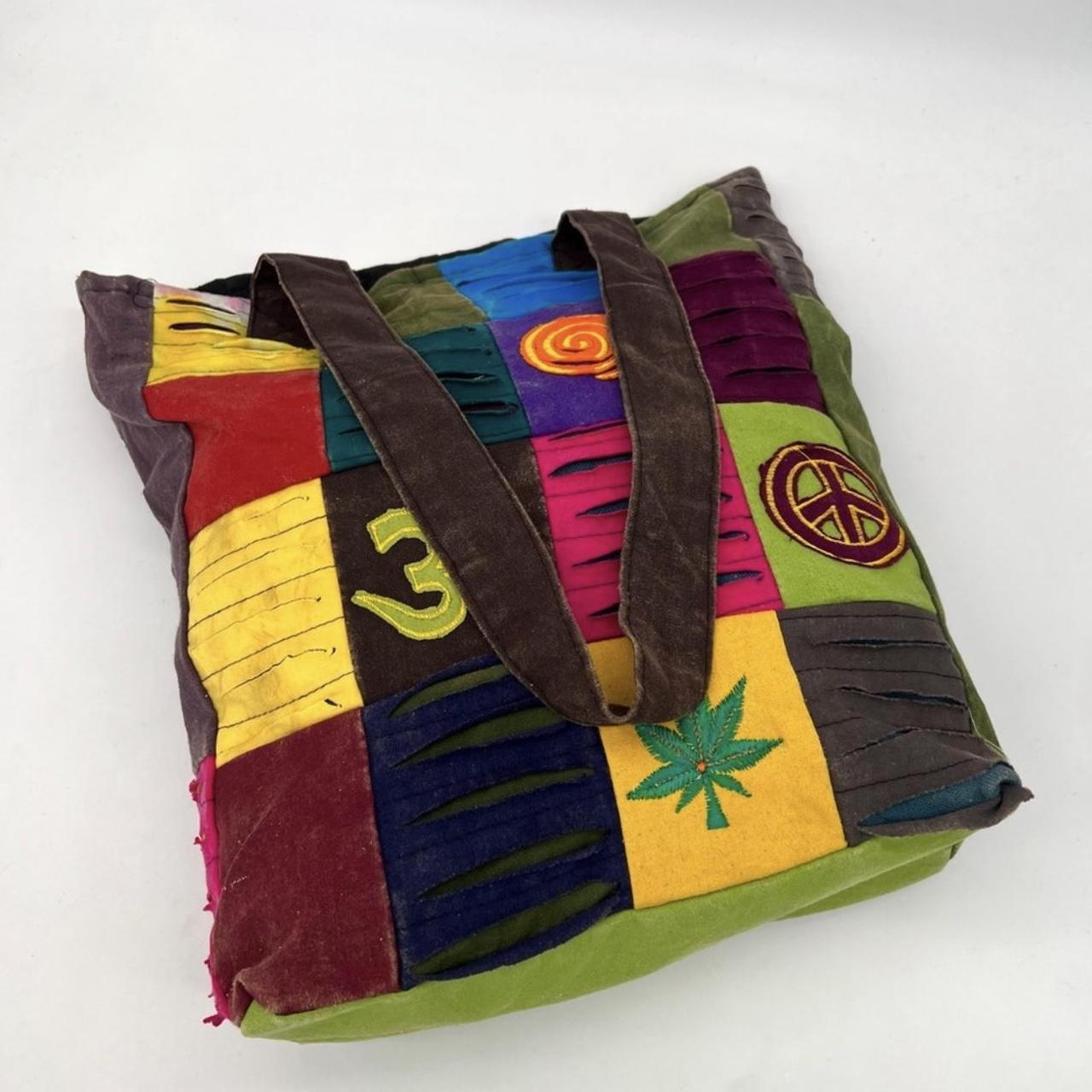 Colorful patchwork hippie tote bag Handmade and up | Depop