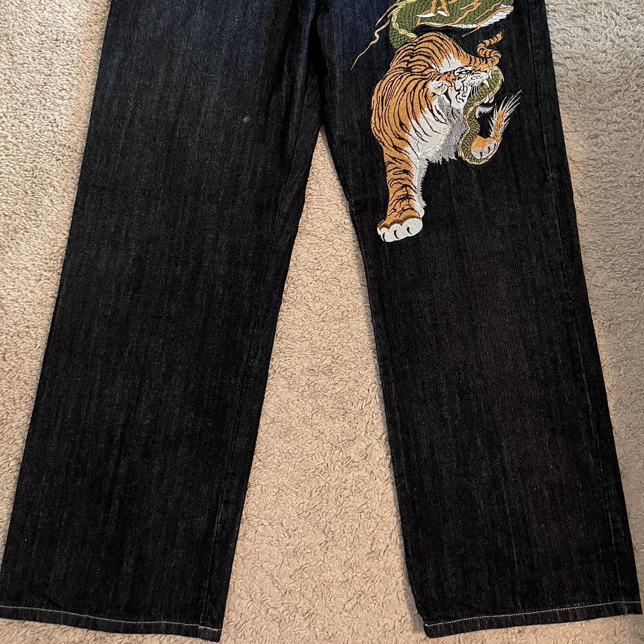 Y2k dragon and tiger jeans Waist 36 length... - Depop