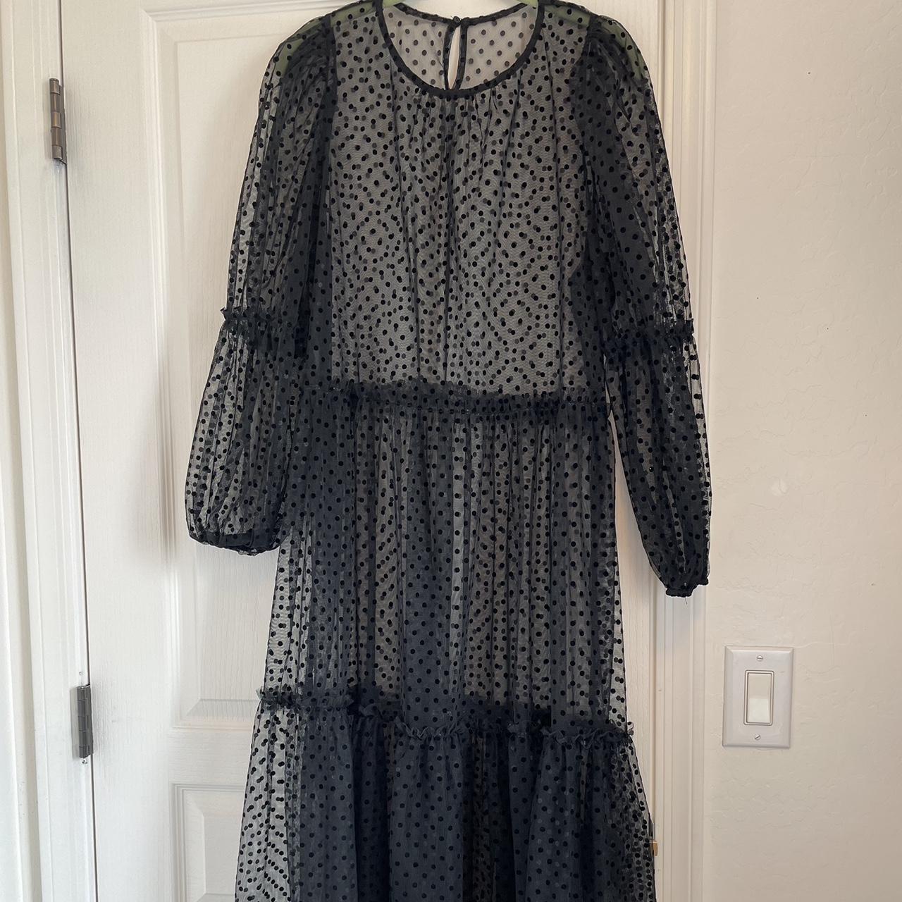 Black poka dot goth dress Size: M/L *comes with... - Depop