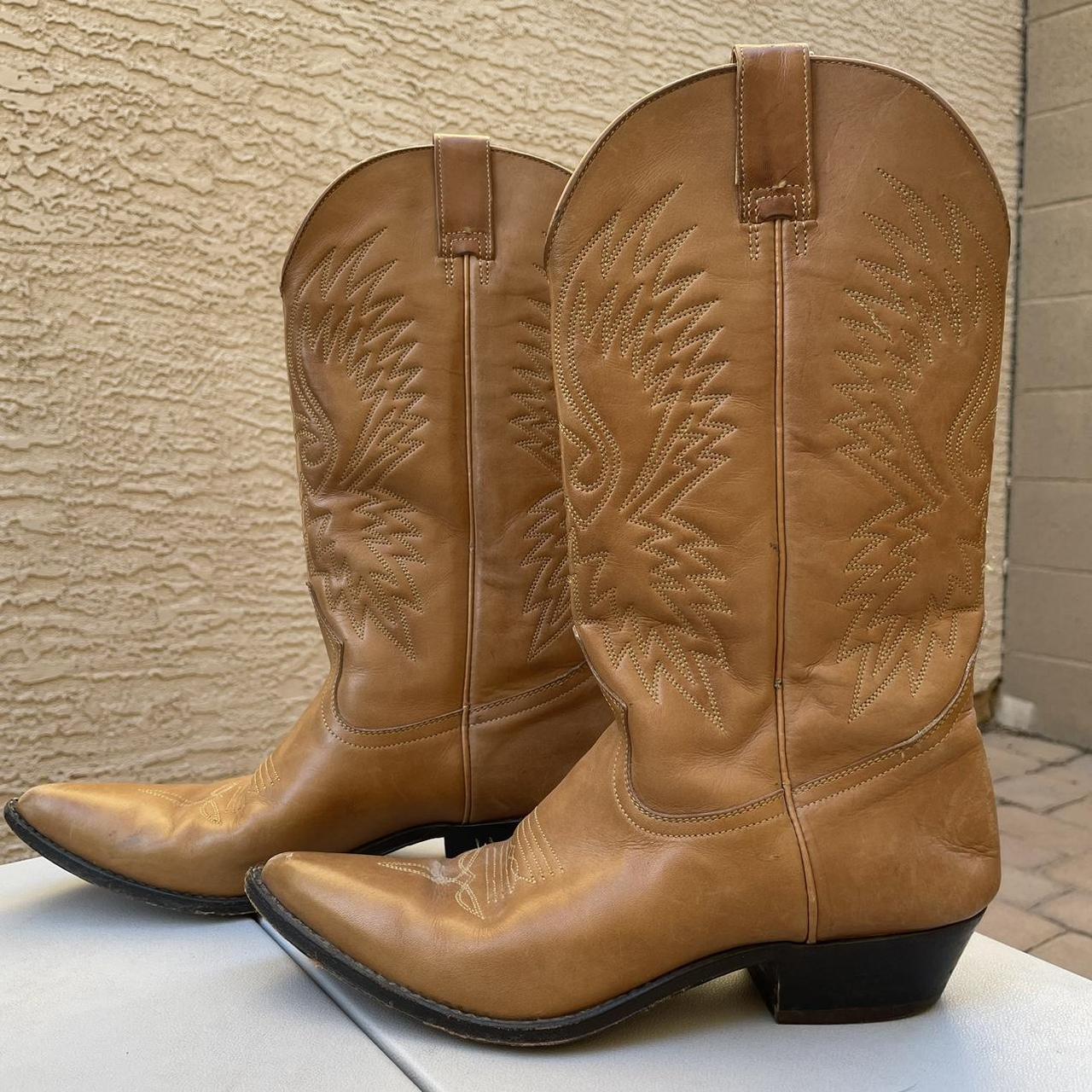 Tan cowboy/ cowgirl boots size 8.5. #tan... - Depop