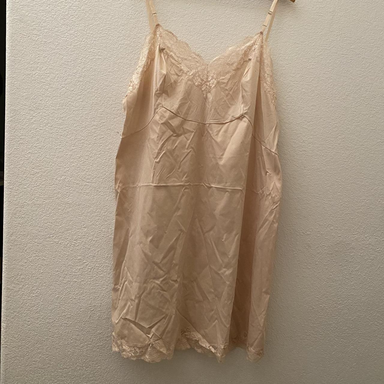 Vintage Tan Vanity Fair Slip Dress Size 44 - Depop