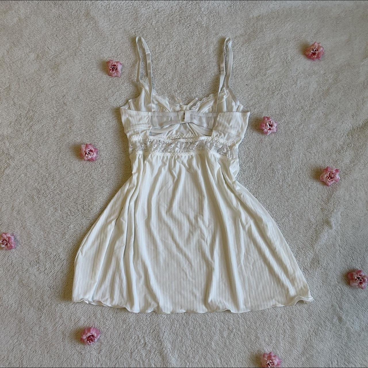 delicate white lace babydoll slip dress... - Depop