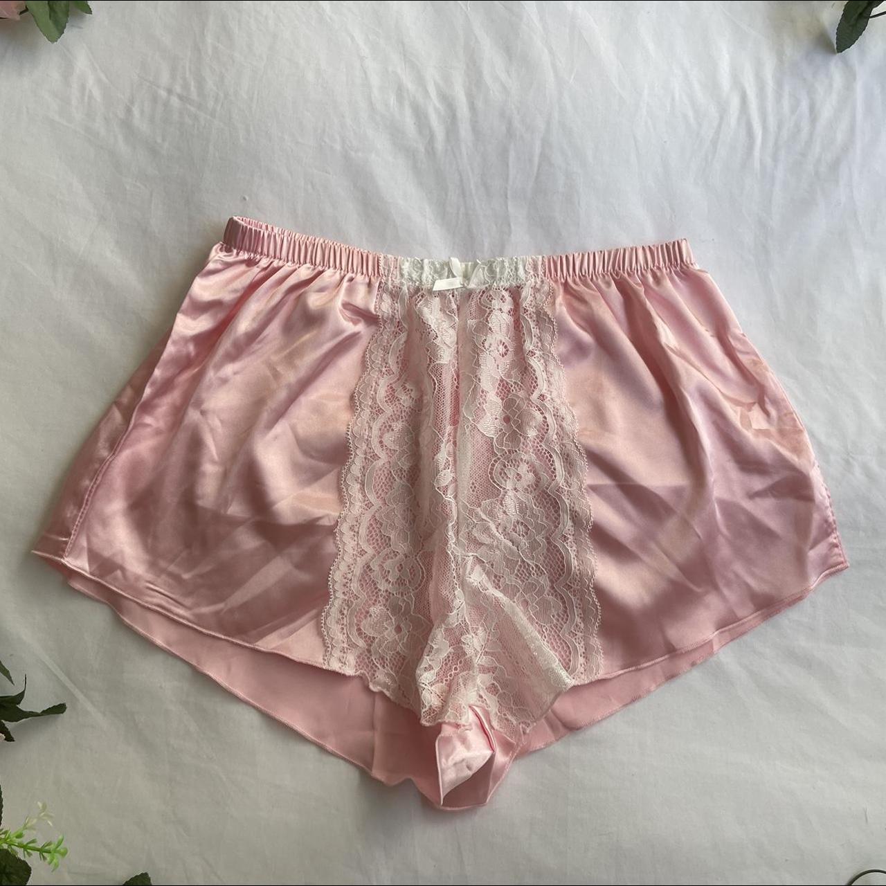 baby pink & white lace satin lingerie set... - Depop