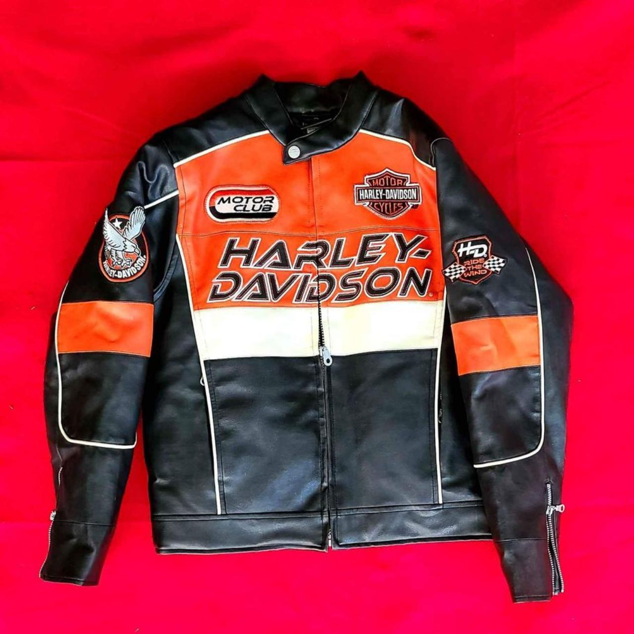 Woman faux leather Harley Davidson Motorcycle jacket... - Depop