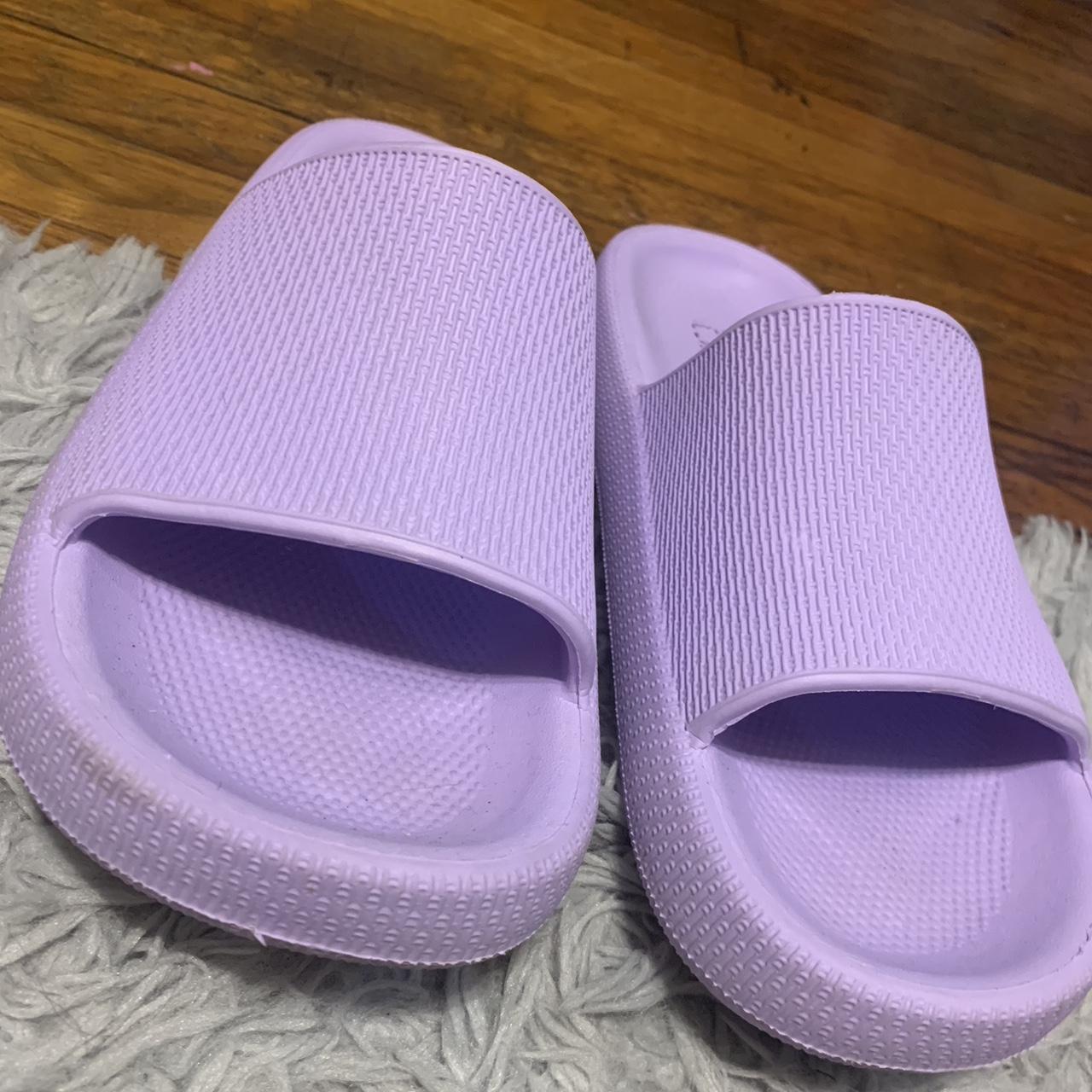 purple slides only worn a few times - Depop