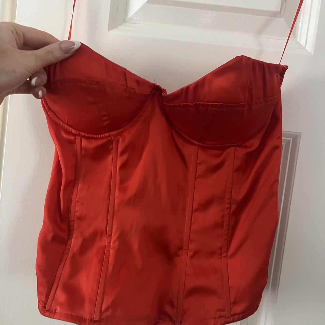 Fashion nova orange red corset only worn once xs - Depop